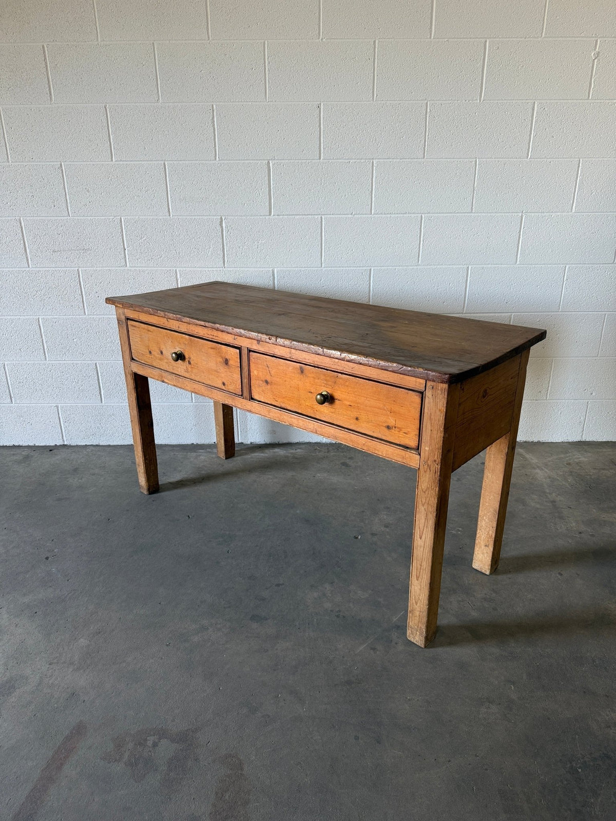 Antique English pine entry or side table - House on Horizon