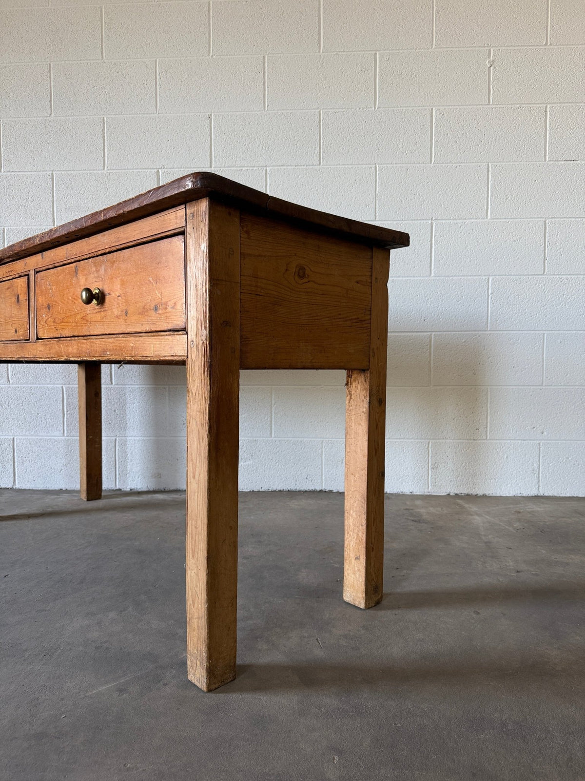 Antique English pine entry or side table - House on Horizon