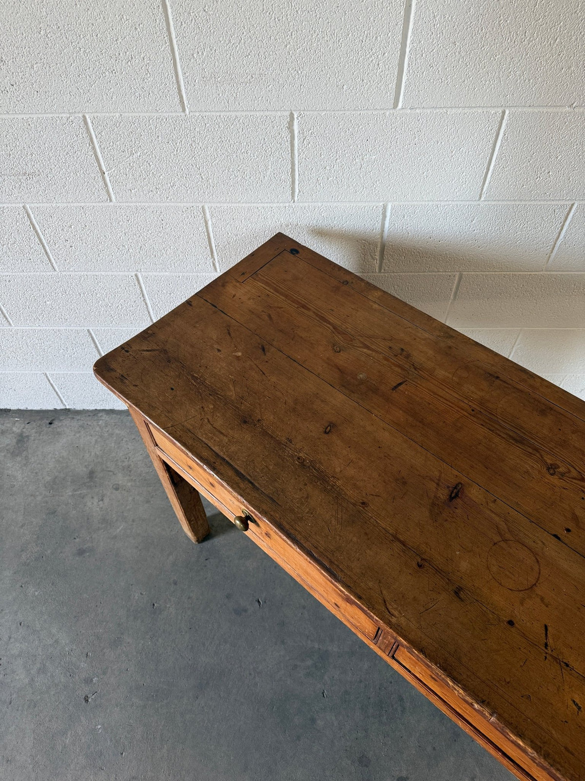 Antique English pine entry or side table - House on Horizon