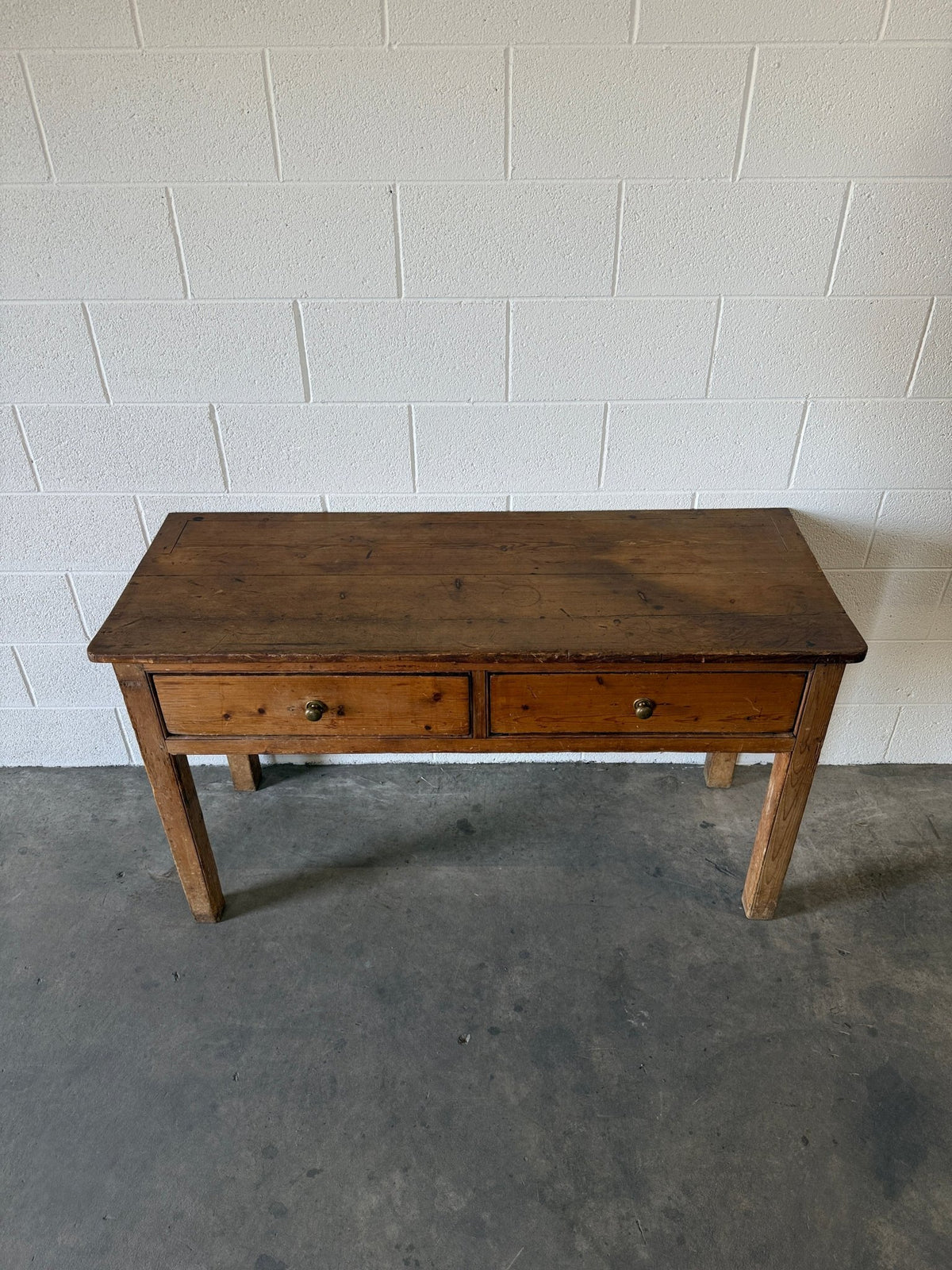 Antique English pine entry or side table - House on Horizon