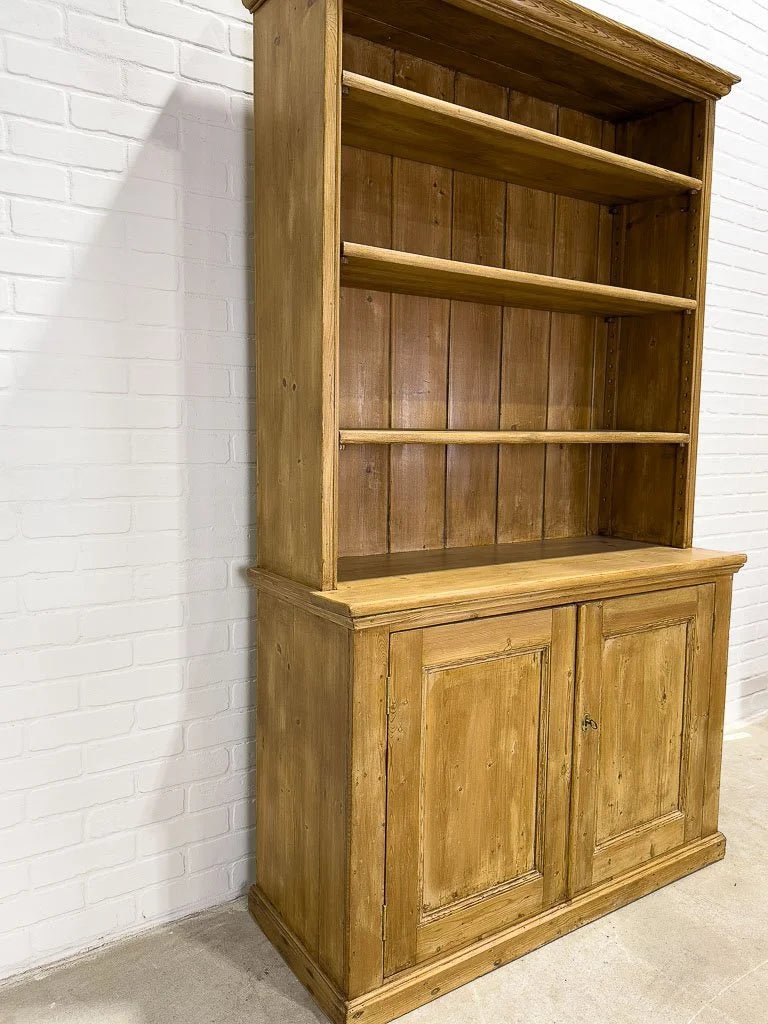 Antique English pine hutch with adjustable shelves - House on Horizon