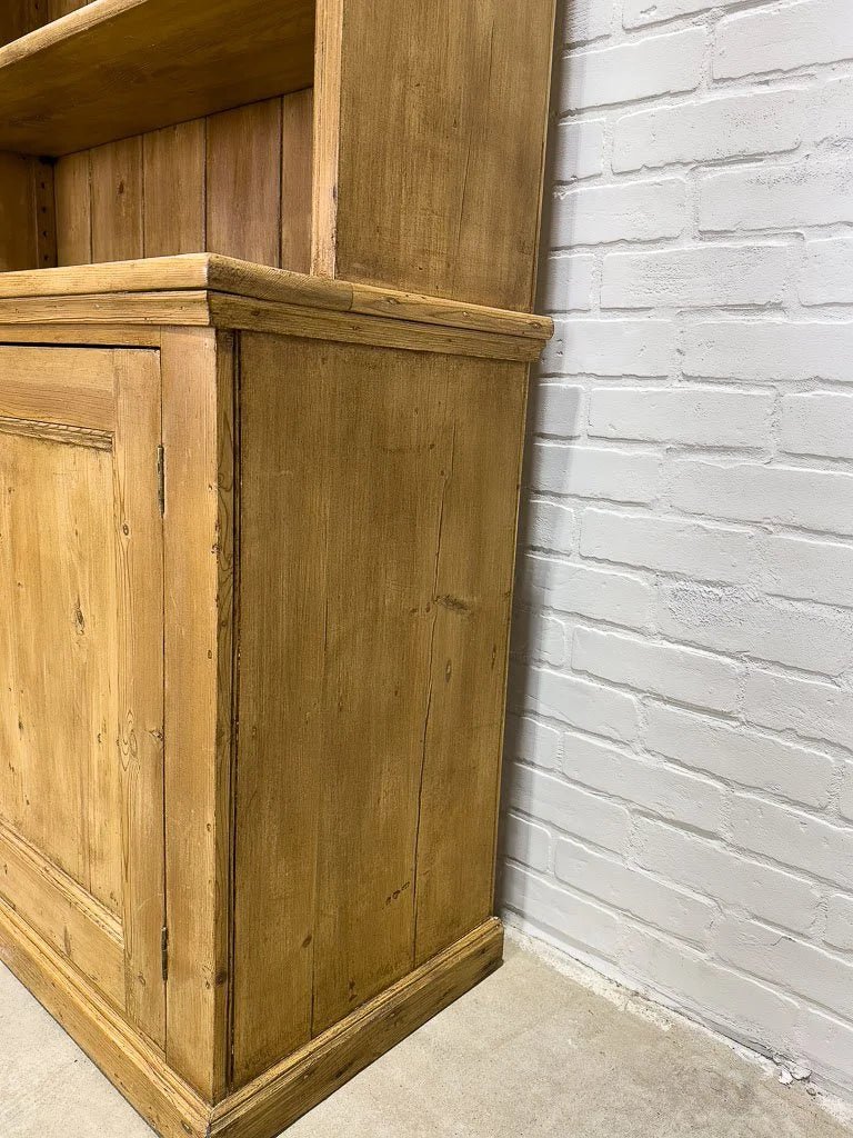 Antique English pine hutch with adjustable shelves - House on Horizon