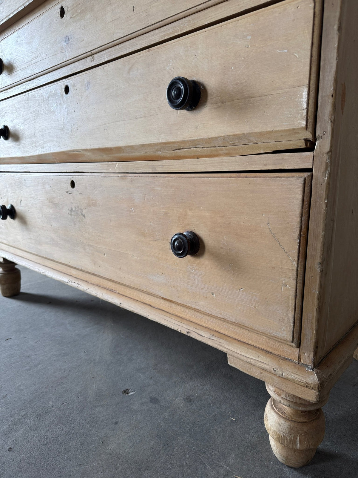 Antique English pine linen press with paneled doors - House on Horizon