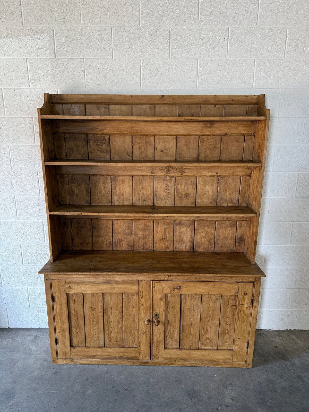 Antique English pine one-piece hutch - House on Horizon