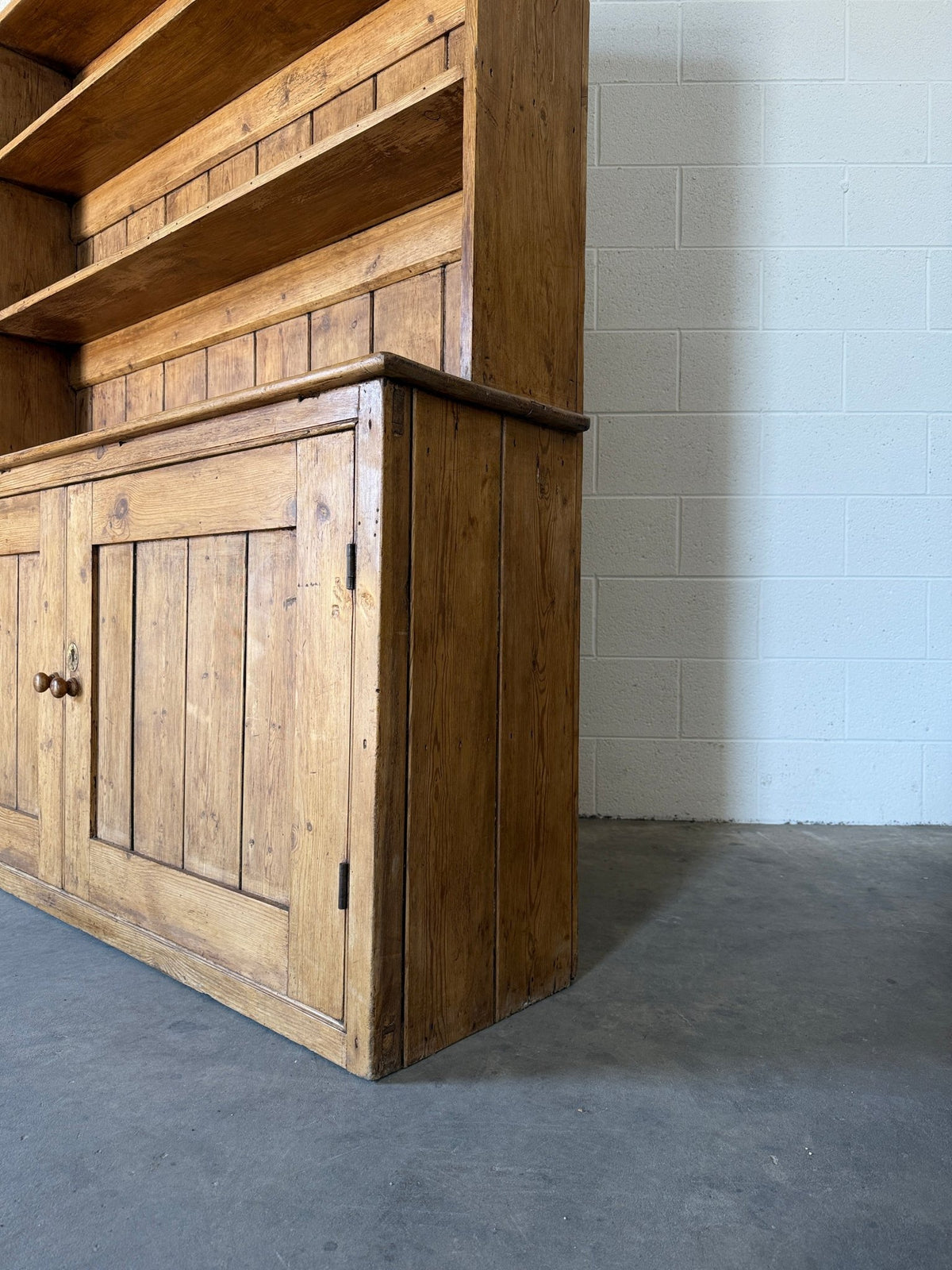 Antique English pine one-piece hutch - House on Horizon