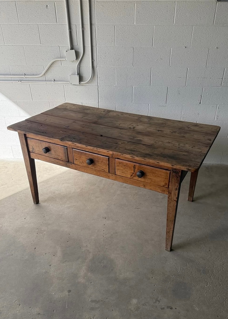 Antique English pine prep table - House on Horizon