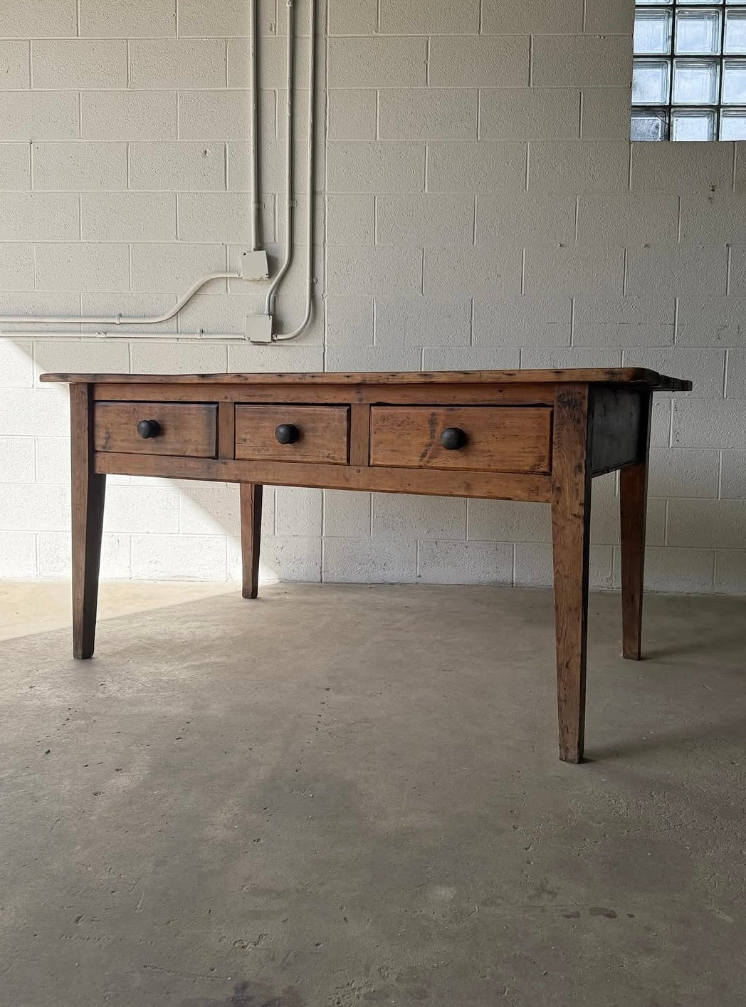 Antique English pine prep table - House on Horizon