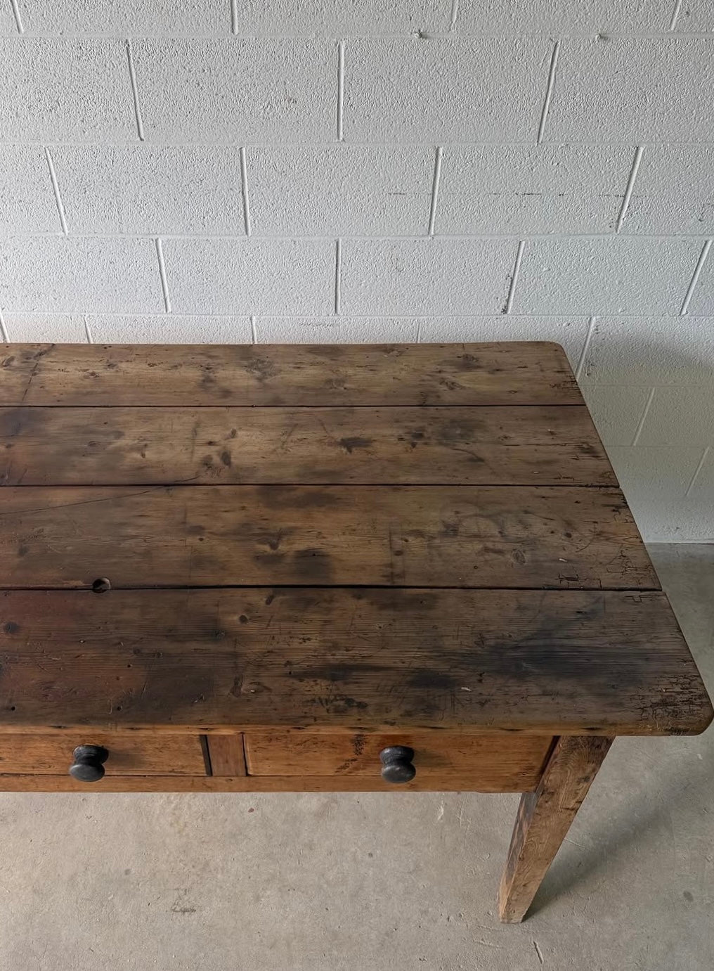 Antique English pine prep table - House on Horizon