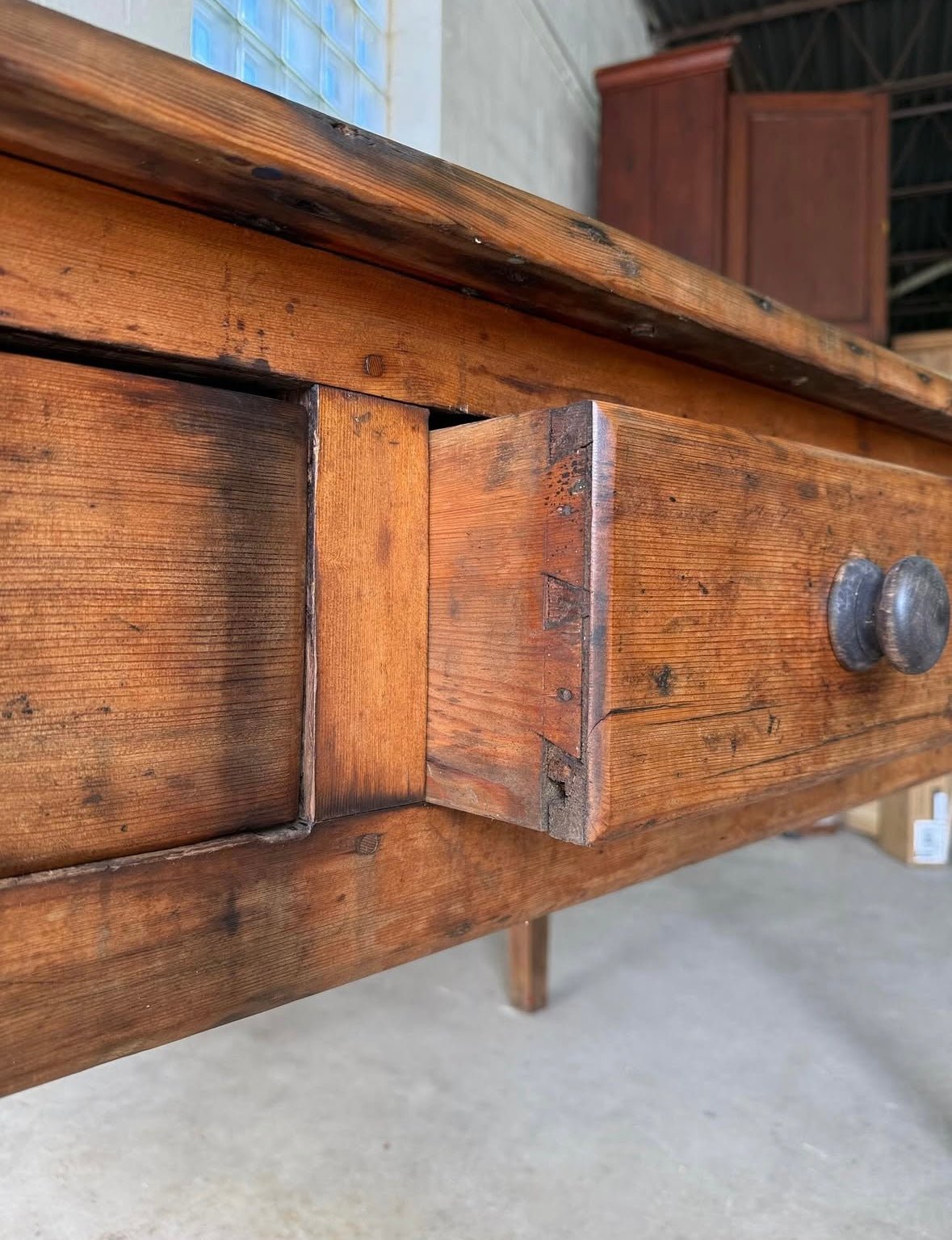 Antique English pine prep table - House on Horizon