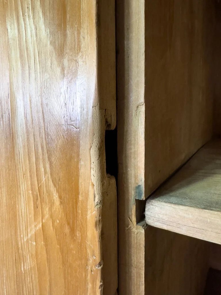 Antique English pine wardrobe or cupboard with a drawer - House on Horizon