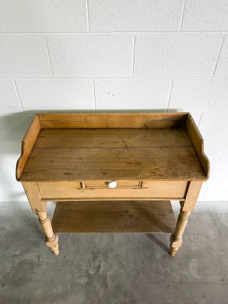 Antique English pine washstand with drawer - House on Horizon