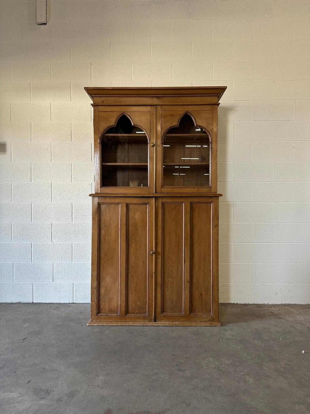 Antique European hutch with glass doors - House on Horizon