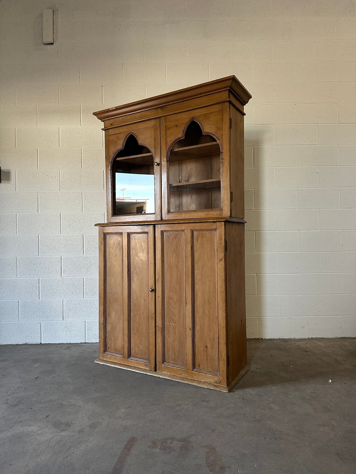 Antique European hutch with glass doors - House on Horizon