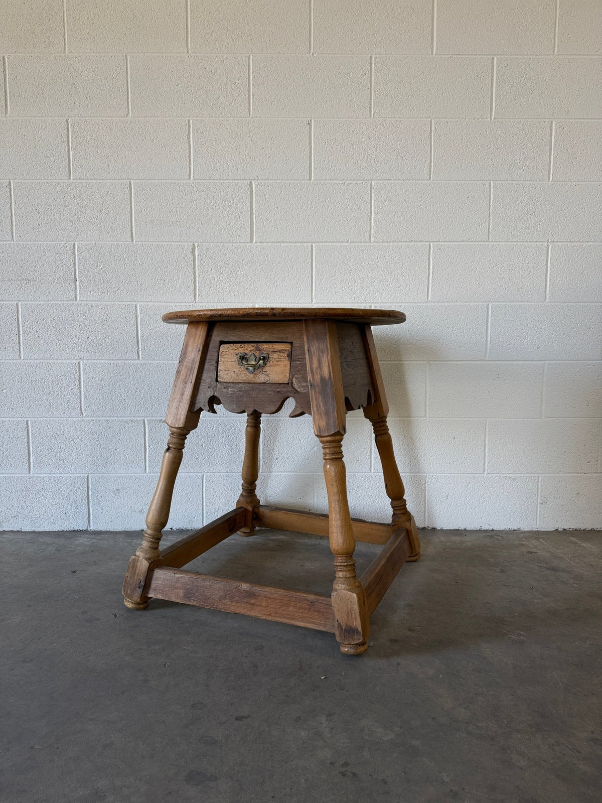 Antique European pine side table with drawer - House on Horizon