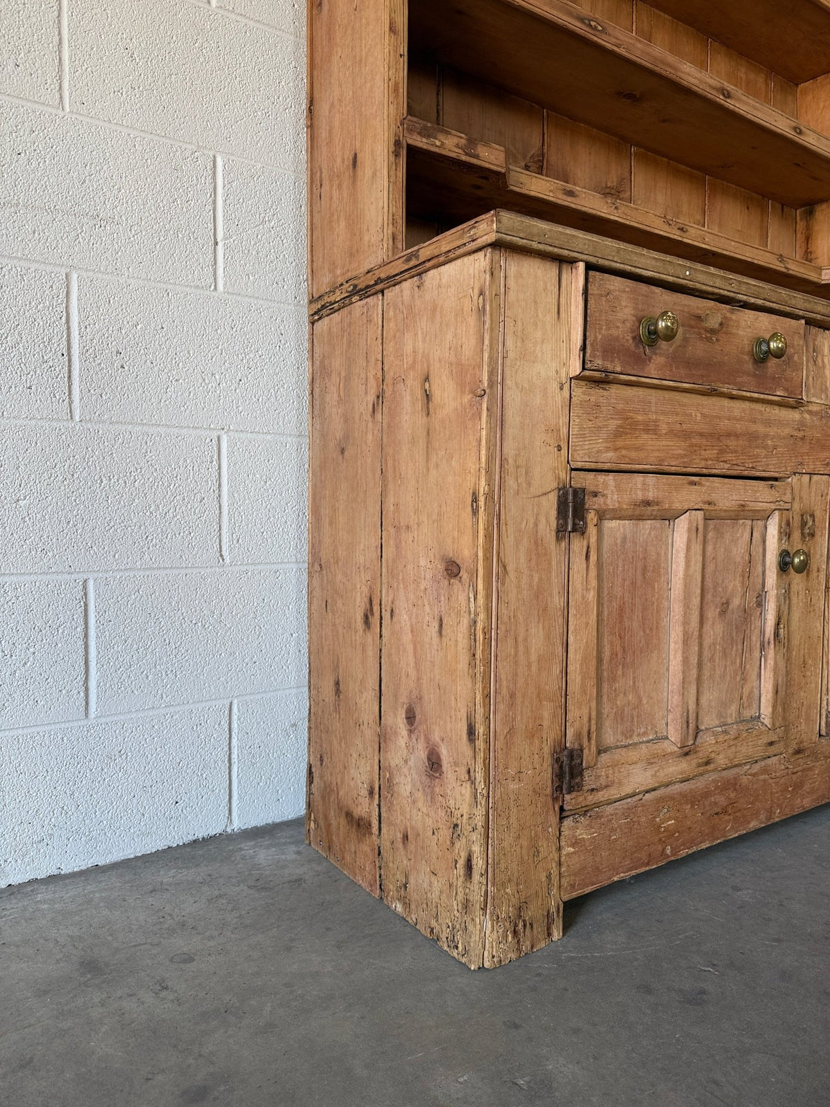 Antique Irish pine hutch with scalloped trim - House on Horizon