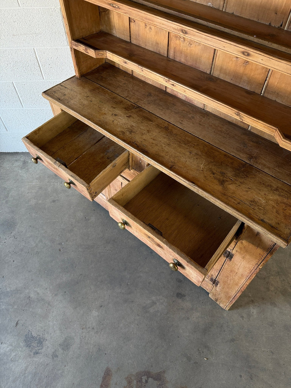 Antique Irish pine hutch with scalloped trim - House on Horizon