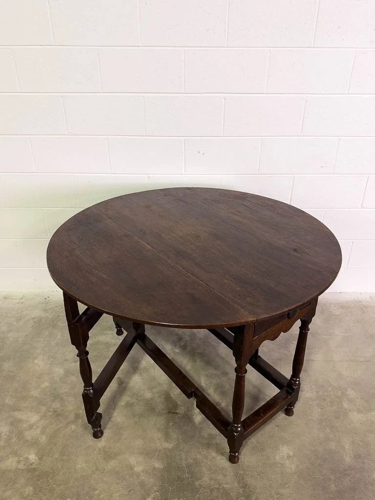 Antique oak gate leg table with drawer - House on Horizon