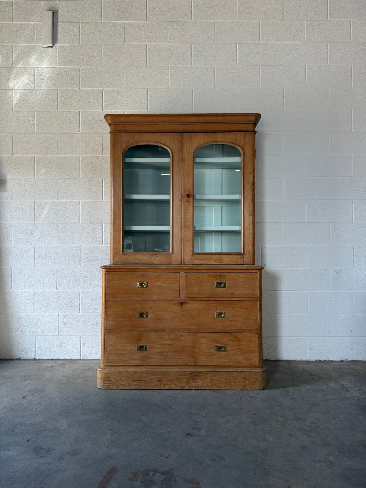 Antique Pine Cupboard with Campaign Handles - House on Horizon