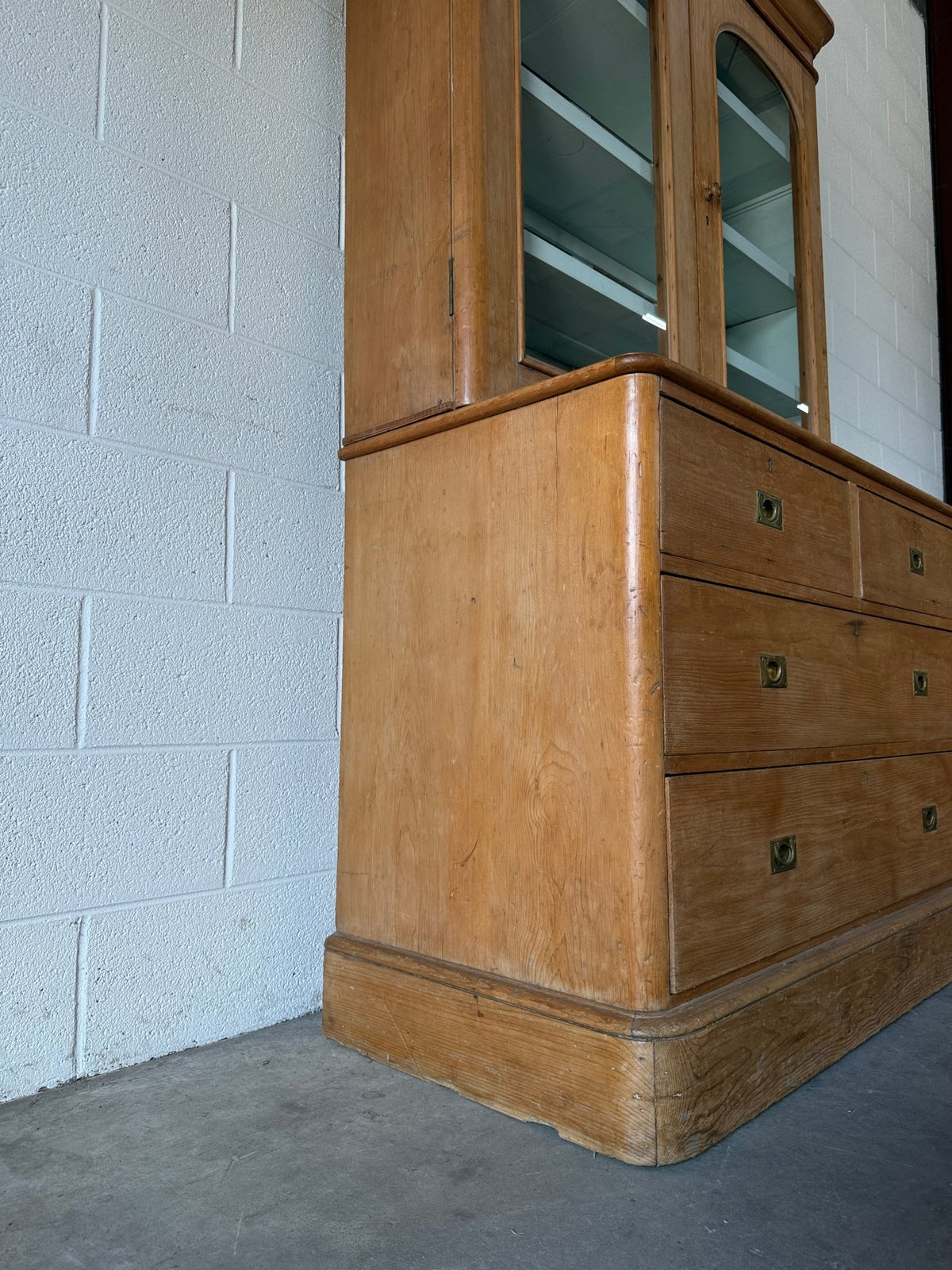Antique Pine Cupboard with Campaign Handles - House on Horizon