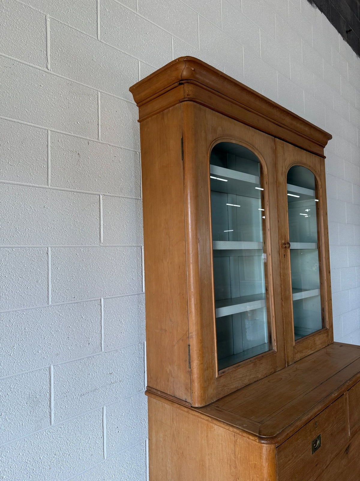 Antique Pine Cupboard with Campaign Handles - House on Horizon