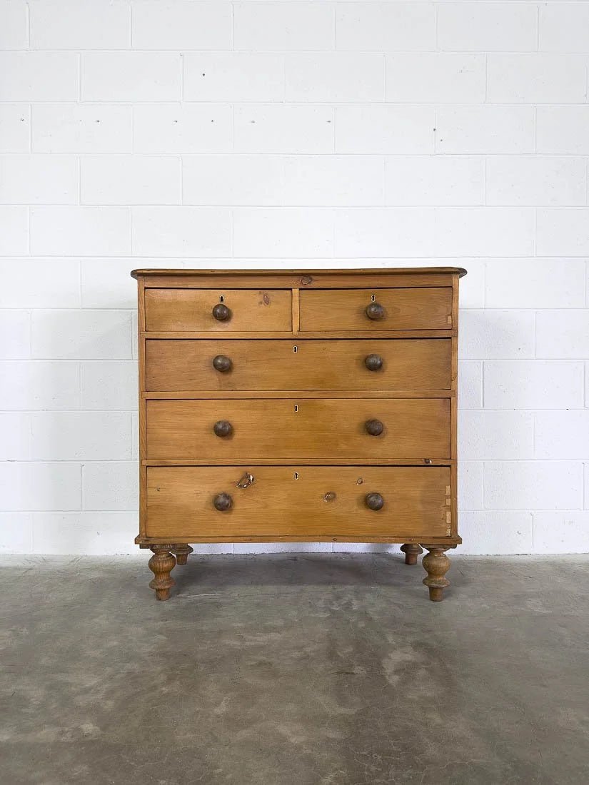 Antique pine drawers in a mid-brown color - House on Horizon