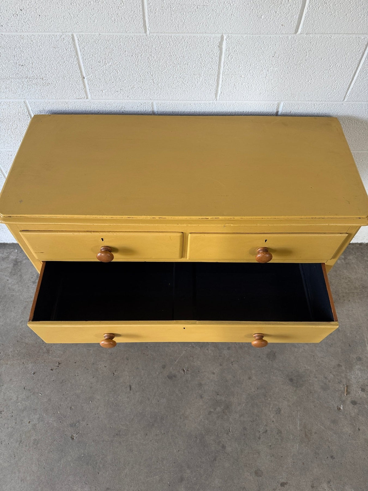 Antique pine drawers painted yellow - House on Horizon