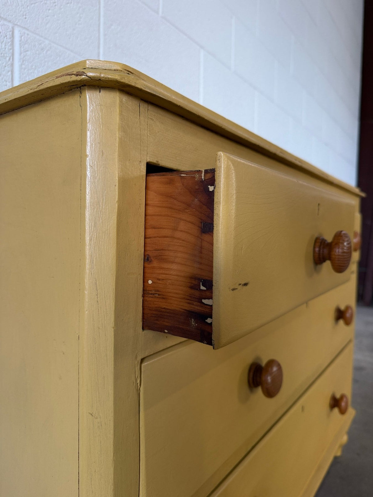 Antique pine drawers painted yellow - House on Horizon