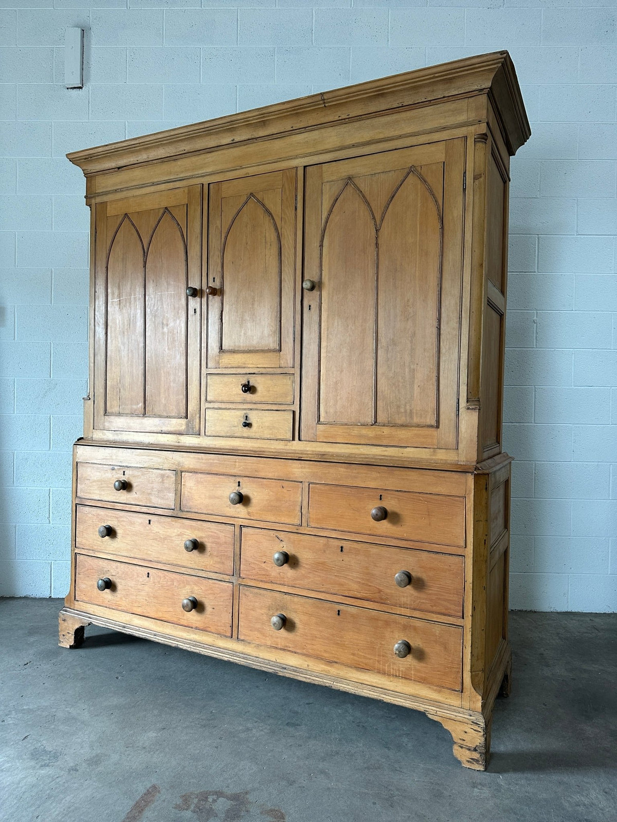 Antique Pine Gothic Housekeepers Cupboard - House on Horizon