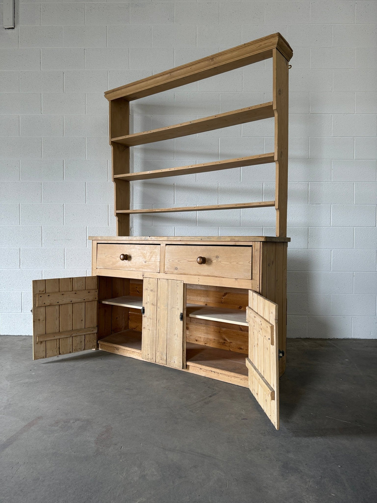 Antique pine hutch with panelled doors - House on Horizon