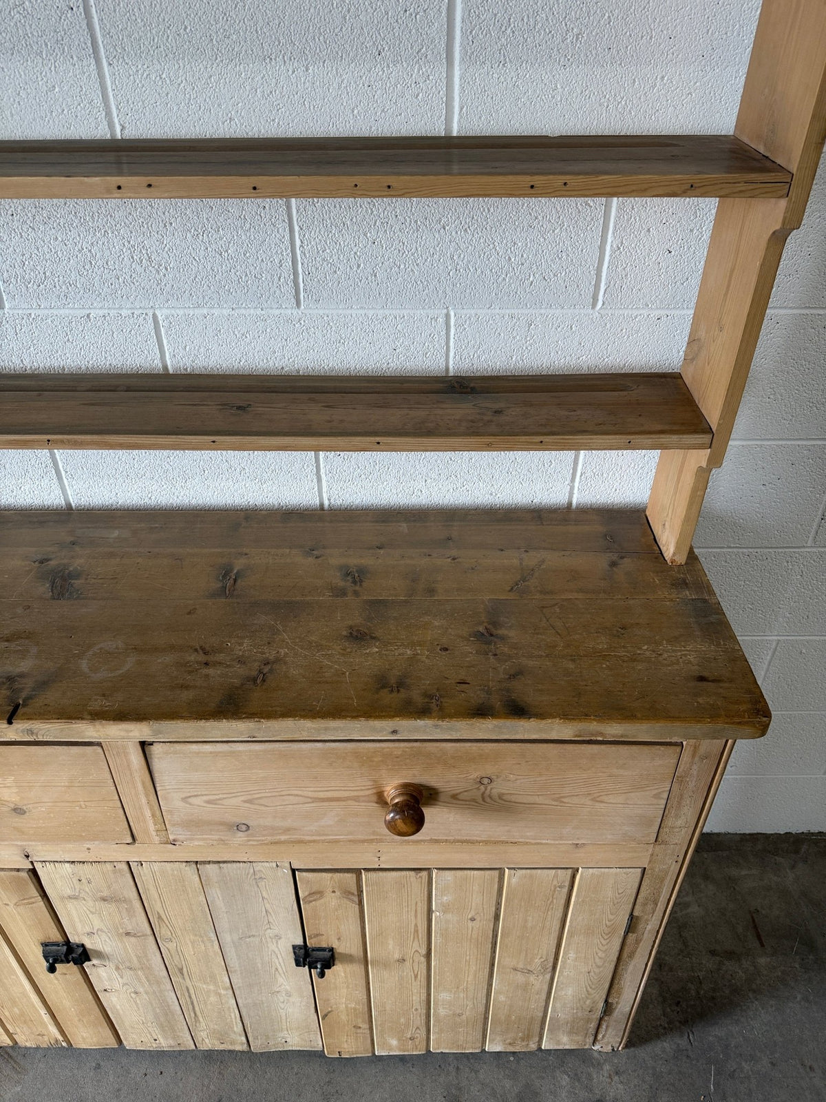 Antique pine hutch with panelled doors - House on Horizon