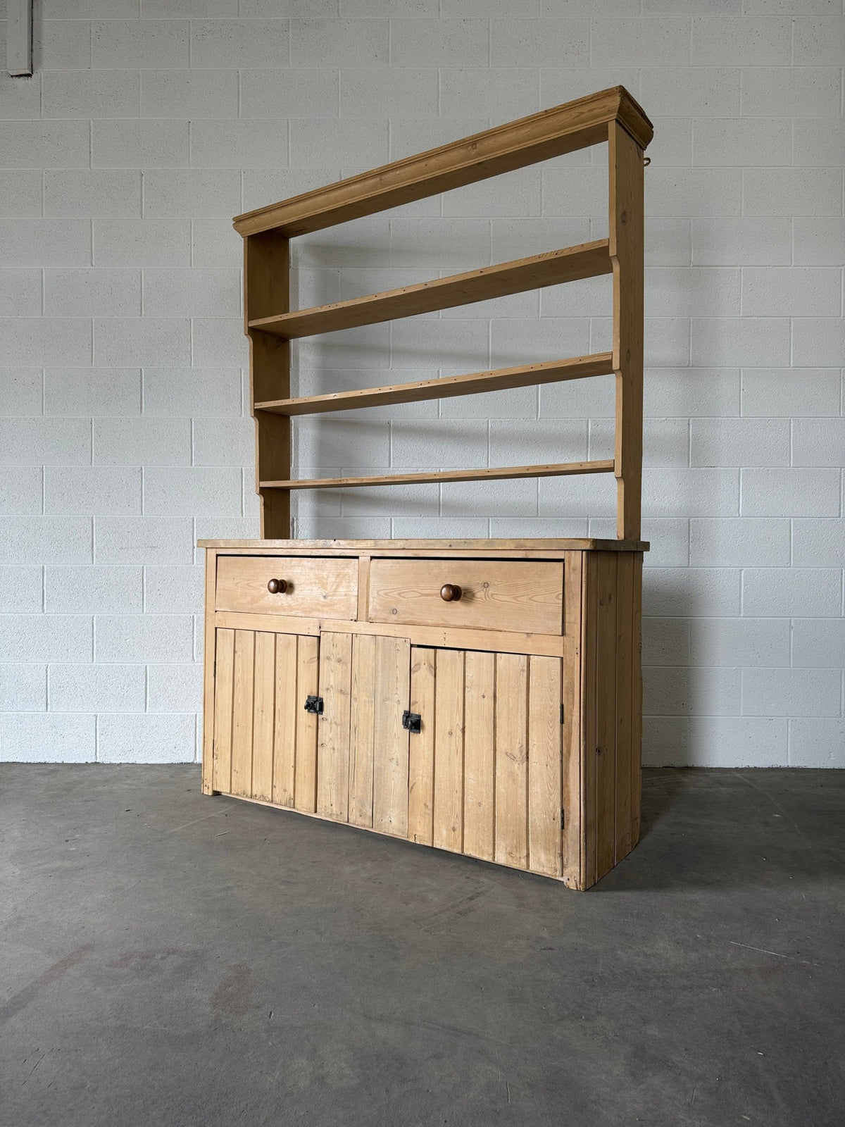 Antique pine hutch with panelled doors - House on Horizon