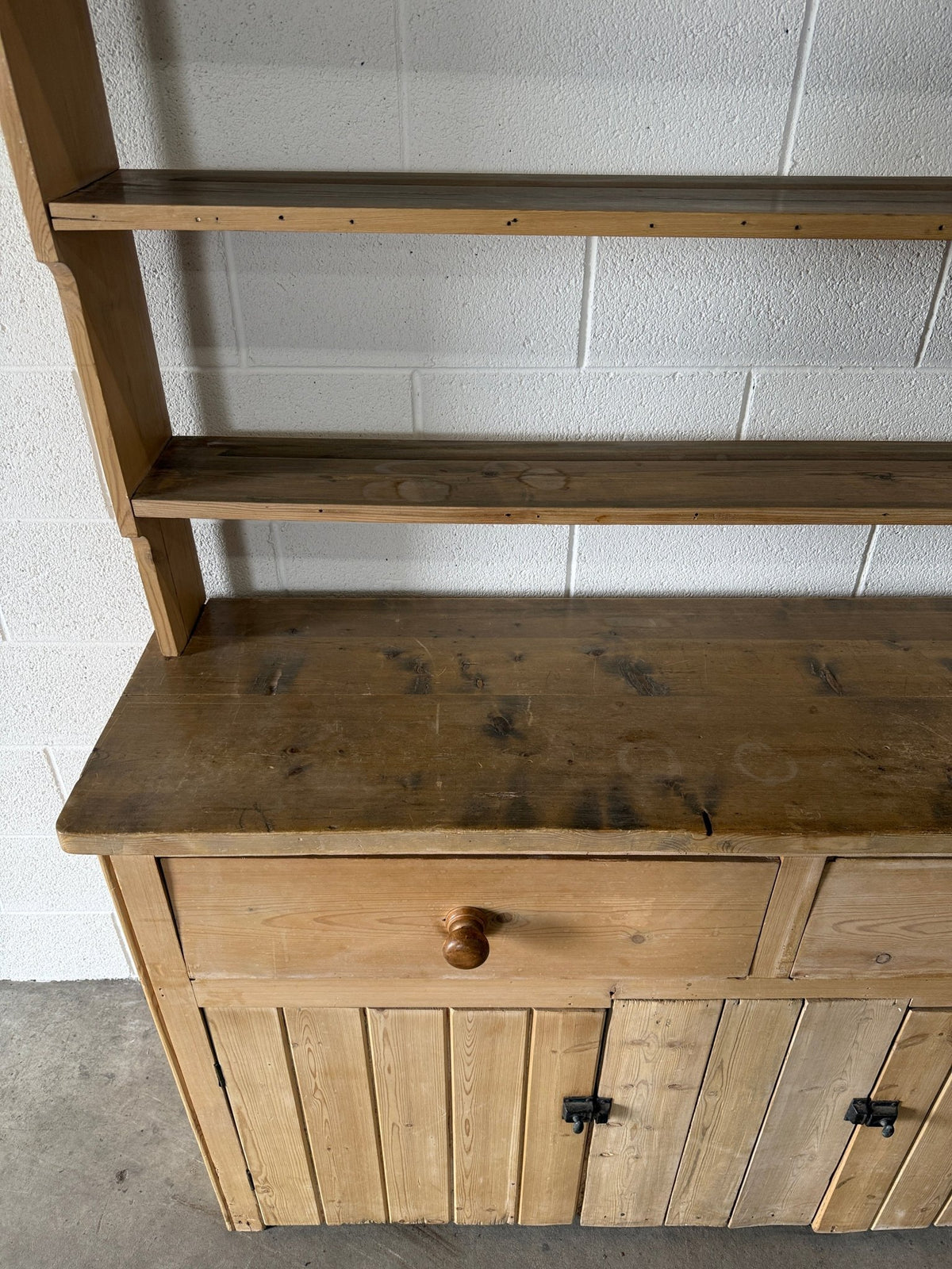 Antique pine hutch with panelled doors - House on Horizon