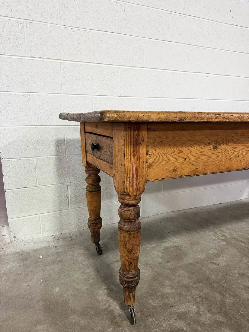 Antique pine kitchen prep table - House on Horizon