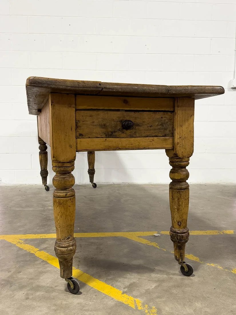 Antique pine kitchen prep table - House on Horizon