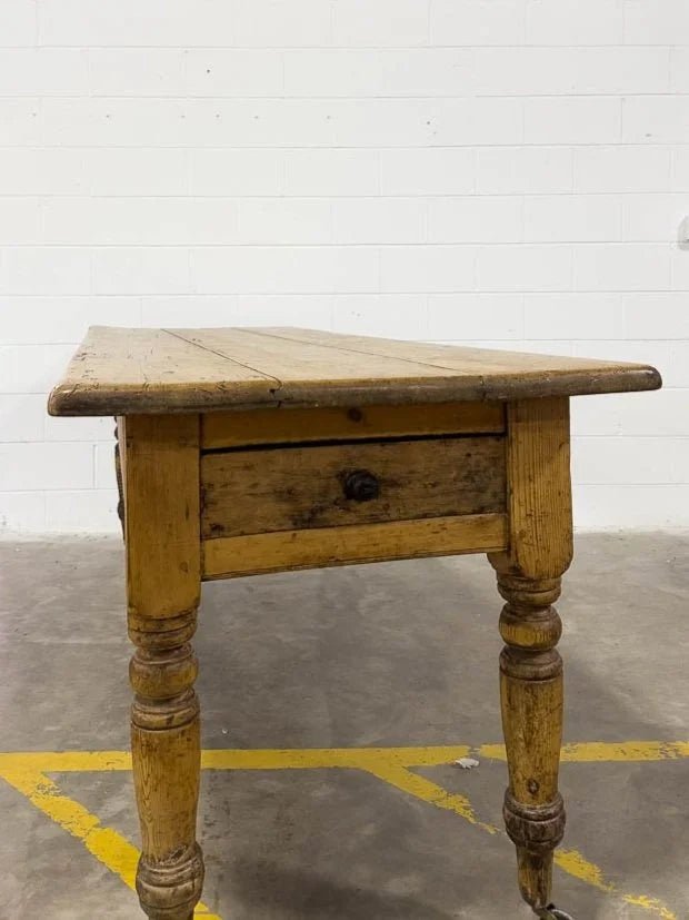 Antique pine kitchen prep table - House on Horizon
