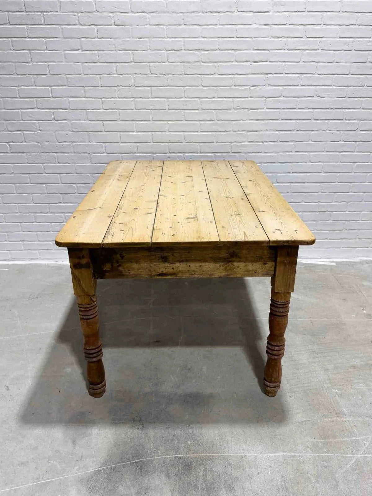 Antique pine kitchen table with a plank top - House on Horizon