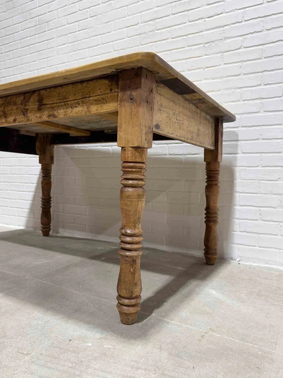 Antique pine kitchen table with a plank top - House on Horizon