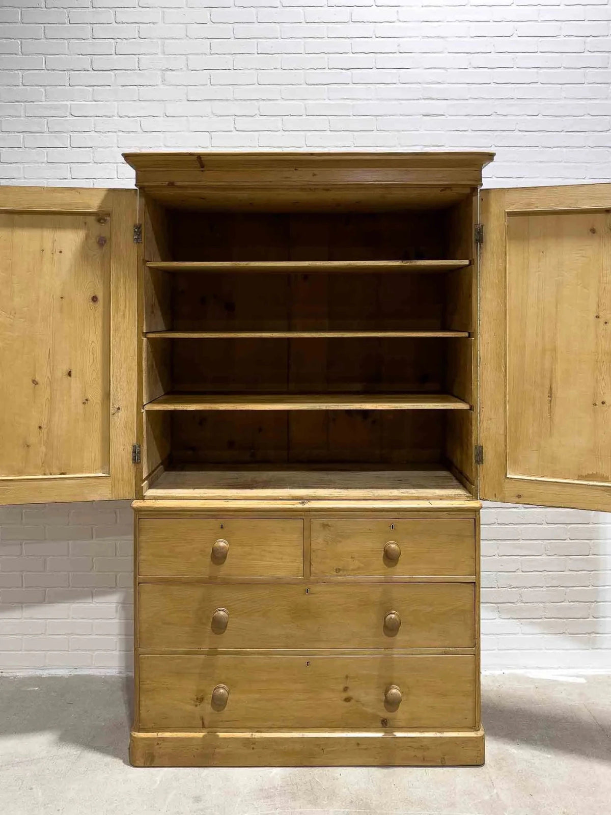 Antique pine linen press - House on Horizon