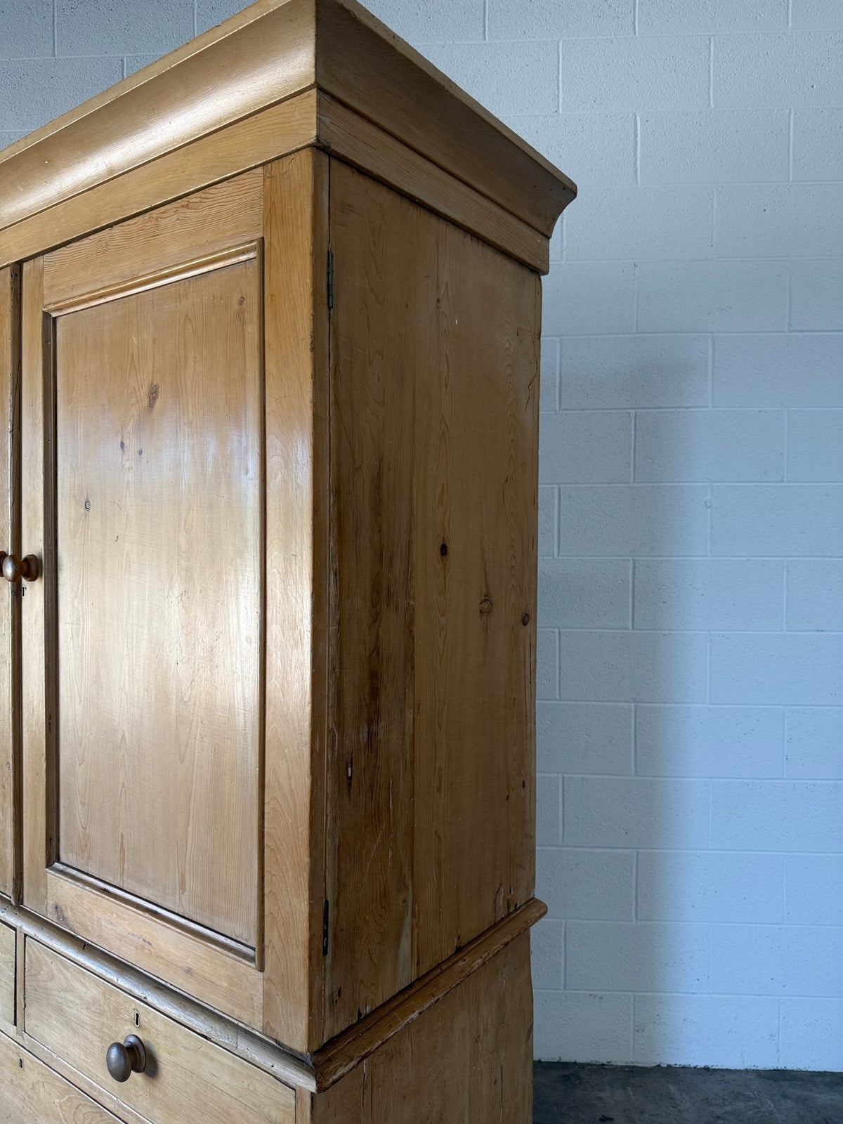 Antique Pine Linen Press - House on Horizon