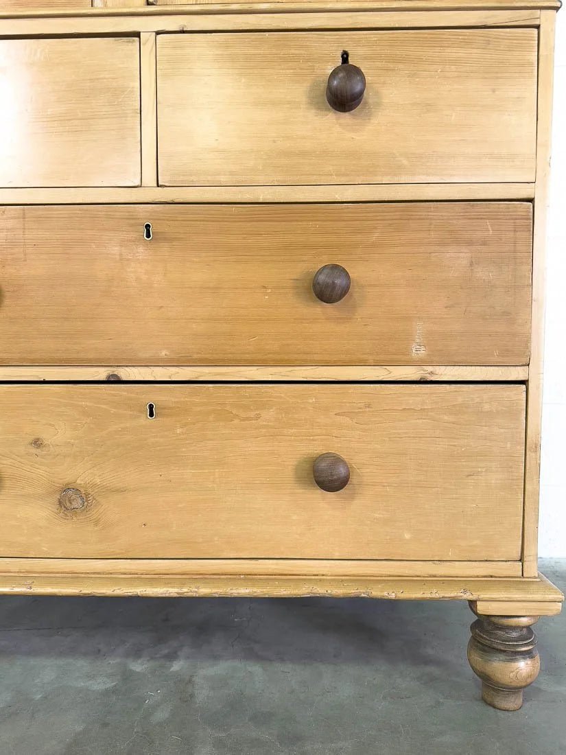 Antique pine linen press with hanging rail - House on Horizon
