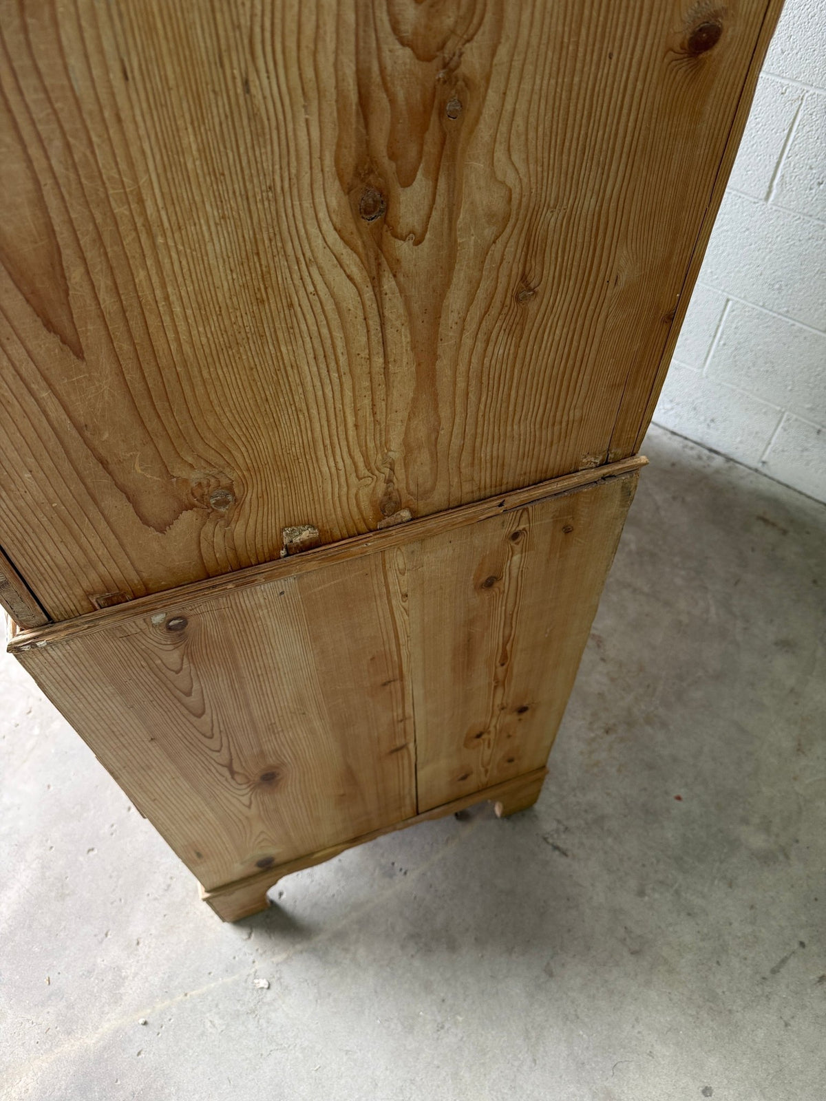Antique pine linen press with working key - House on Horizon