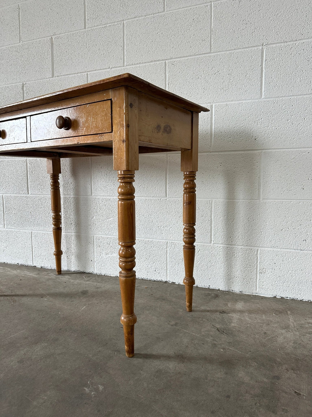 Antique pine side table or washstand with two drawers - House on Horizon