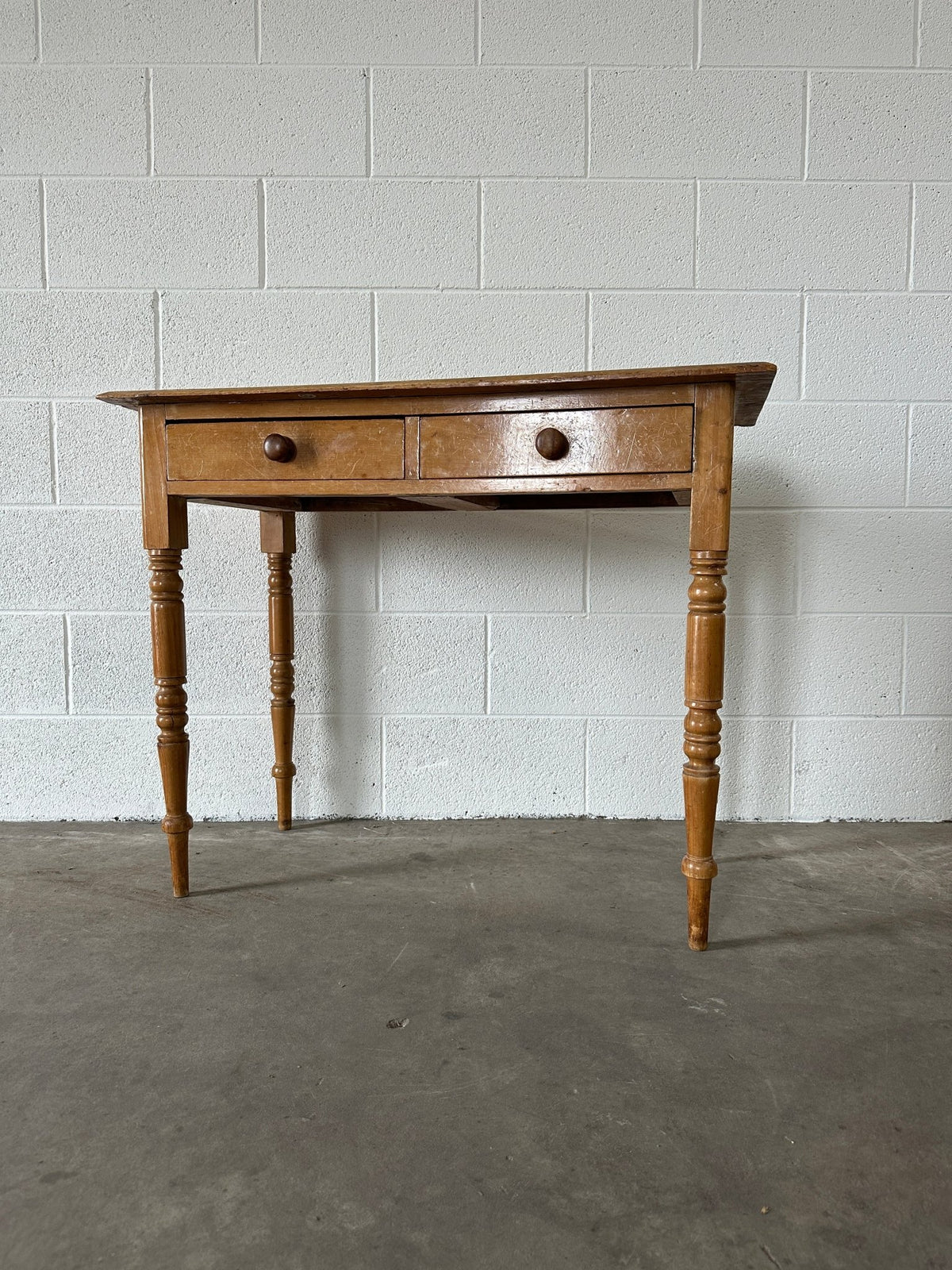 Antique pine side table or washstand with two drawers - House on Horizon