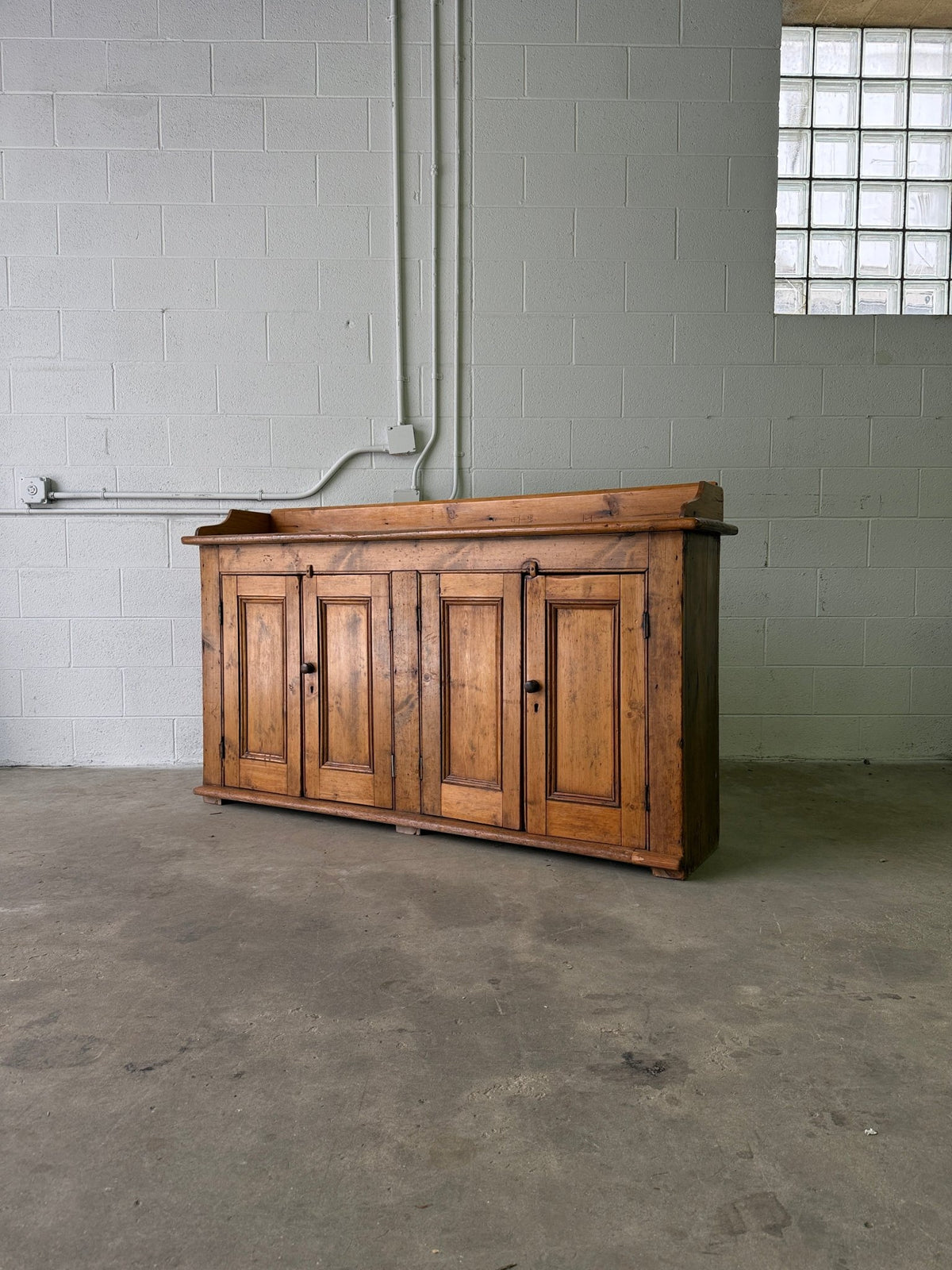 Antique pine sideboard with gallery back - House on Horizon