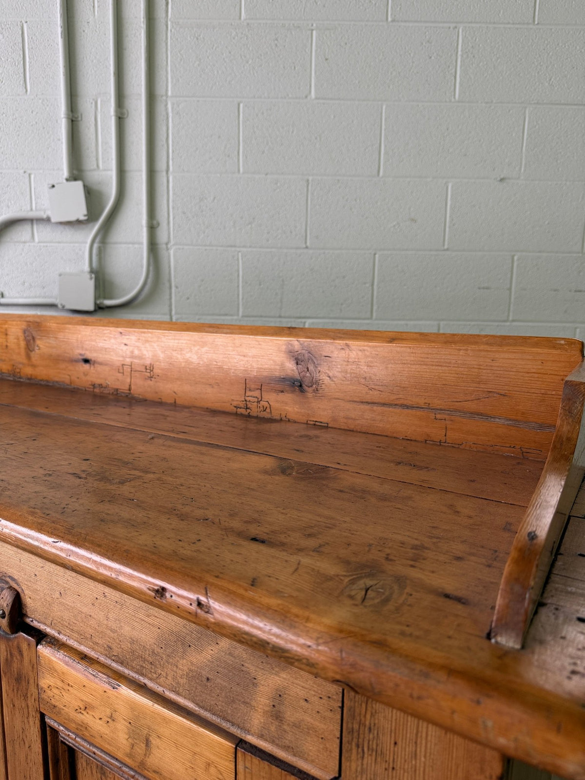 Antique pine sideboard with gallery back - House on Horizon