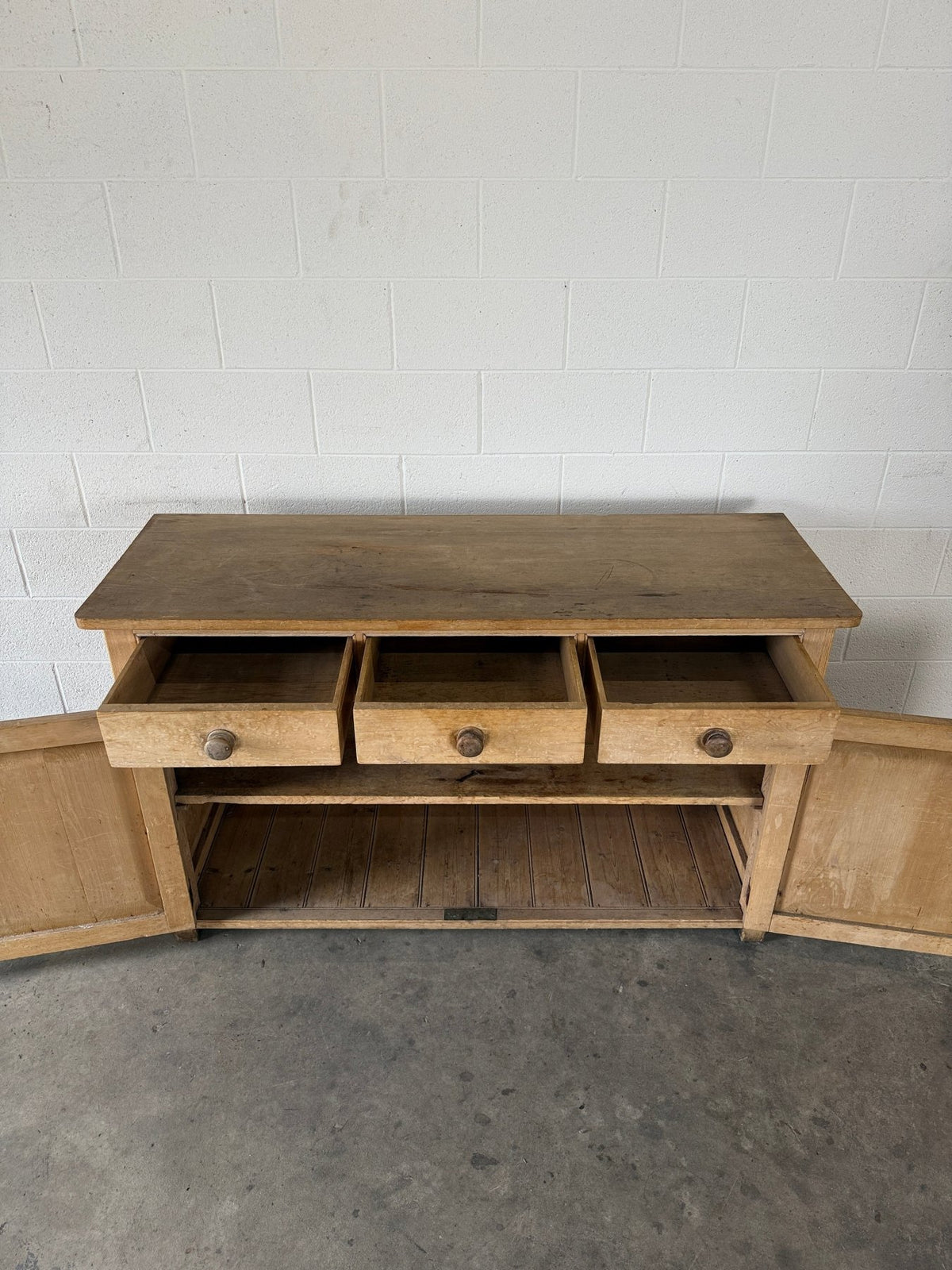 Antique pine sideboard with working key - House on Horizon