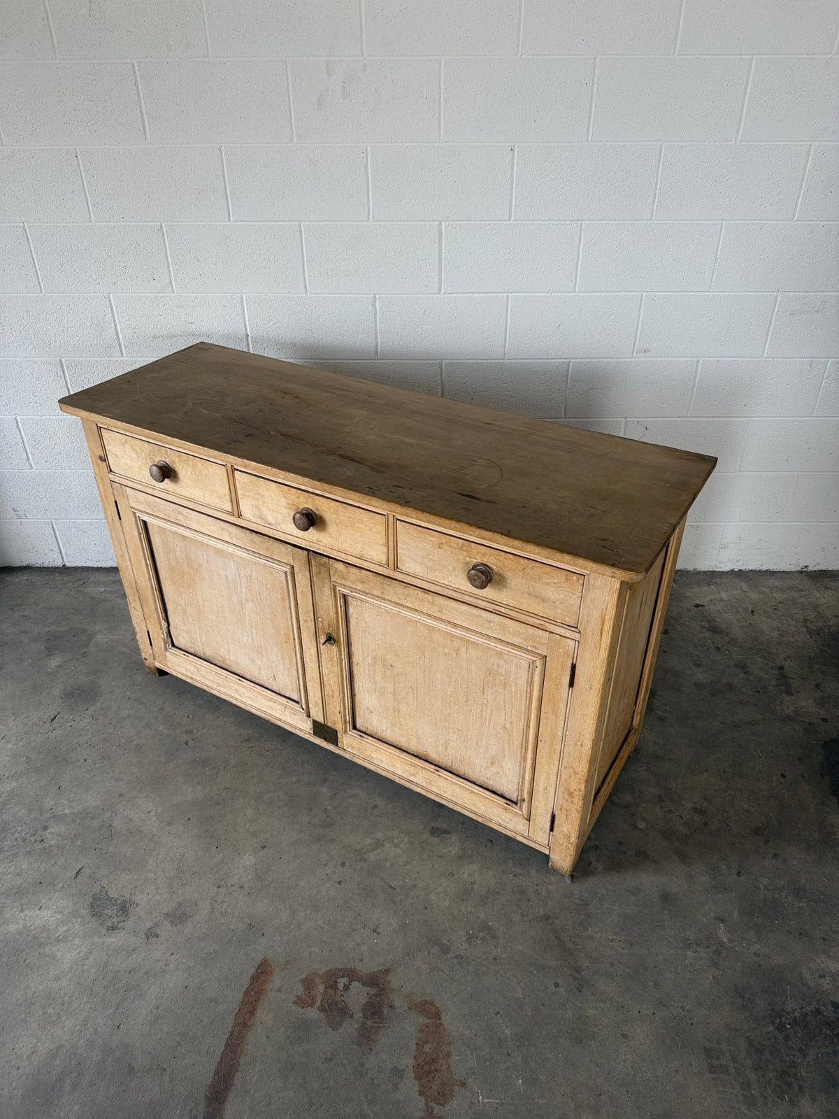 Antique pine sideboard with working key - House on Horizon