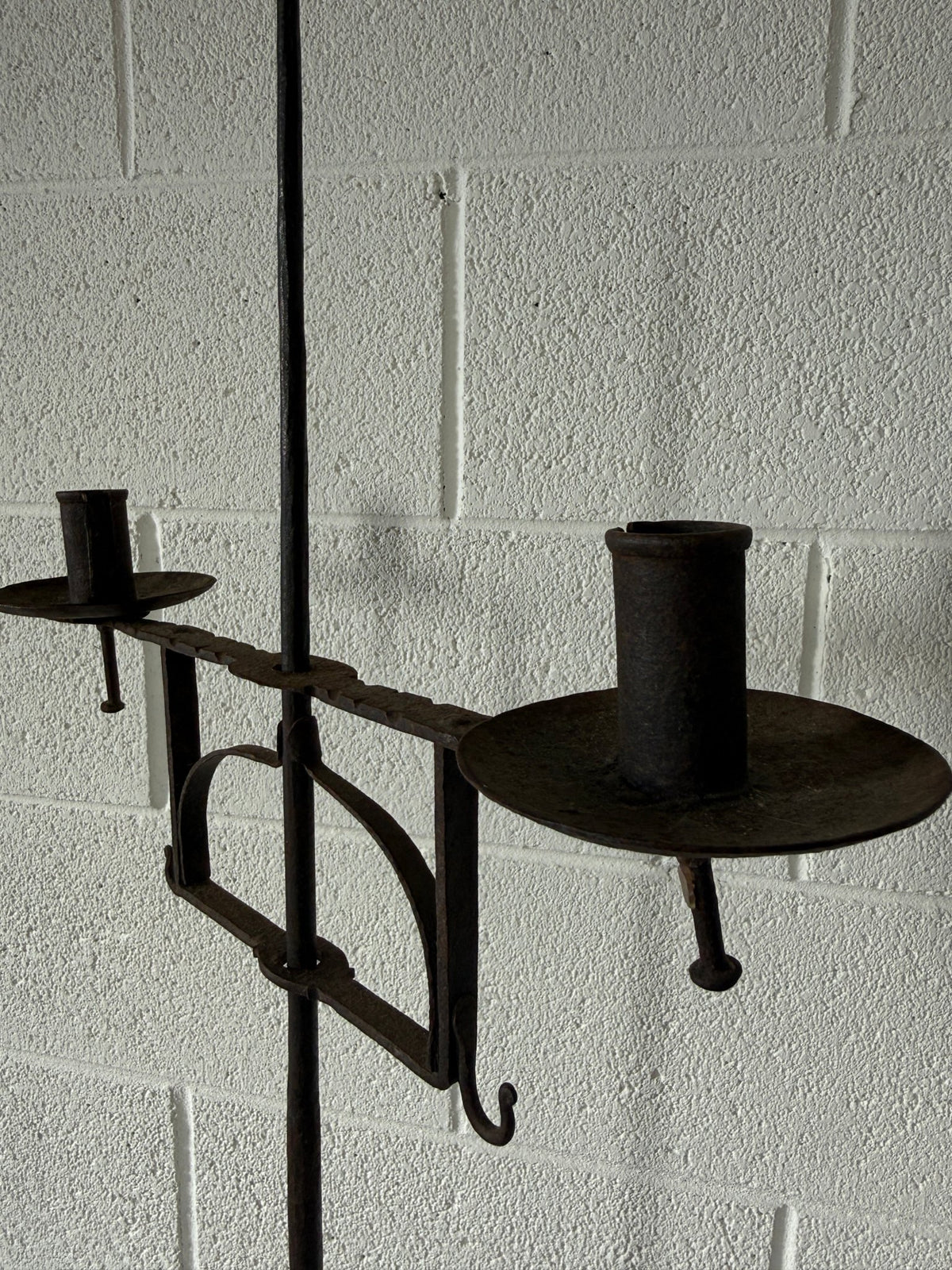 Antique wrought iron adjustable floor candelabra - House on Horizon