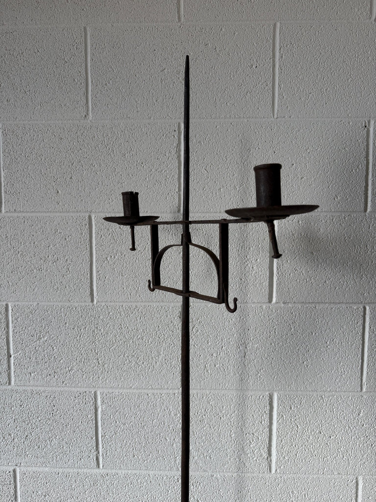 Antique wrought iron adjustable floor candelabra - House on Horizon