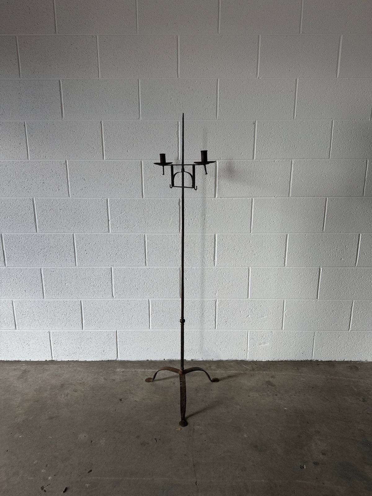 Antique wrought iron adjustable floor candelabra - House on Horizon